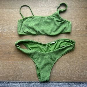 Abercrombie one shoulder bathing suit in green rib